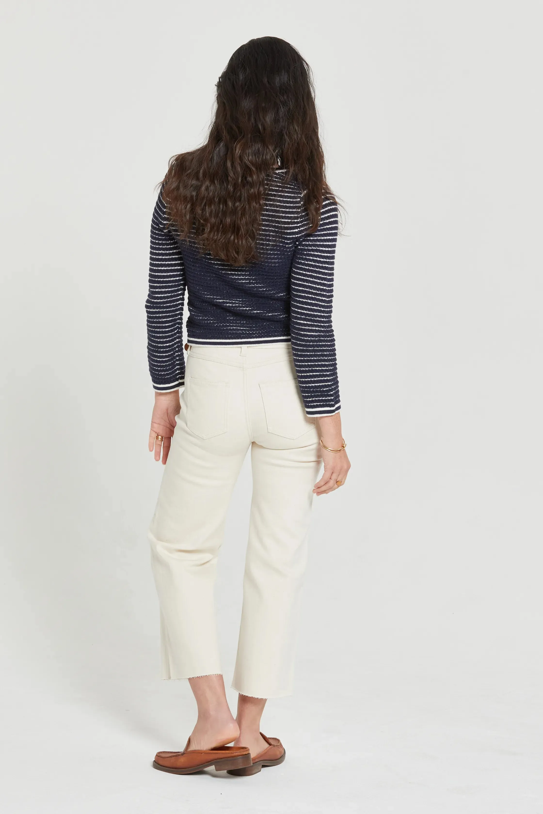 Aberdeen High Rise Wide Leg Crop Ecru