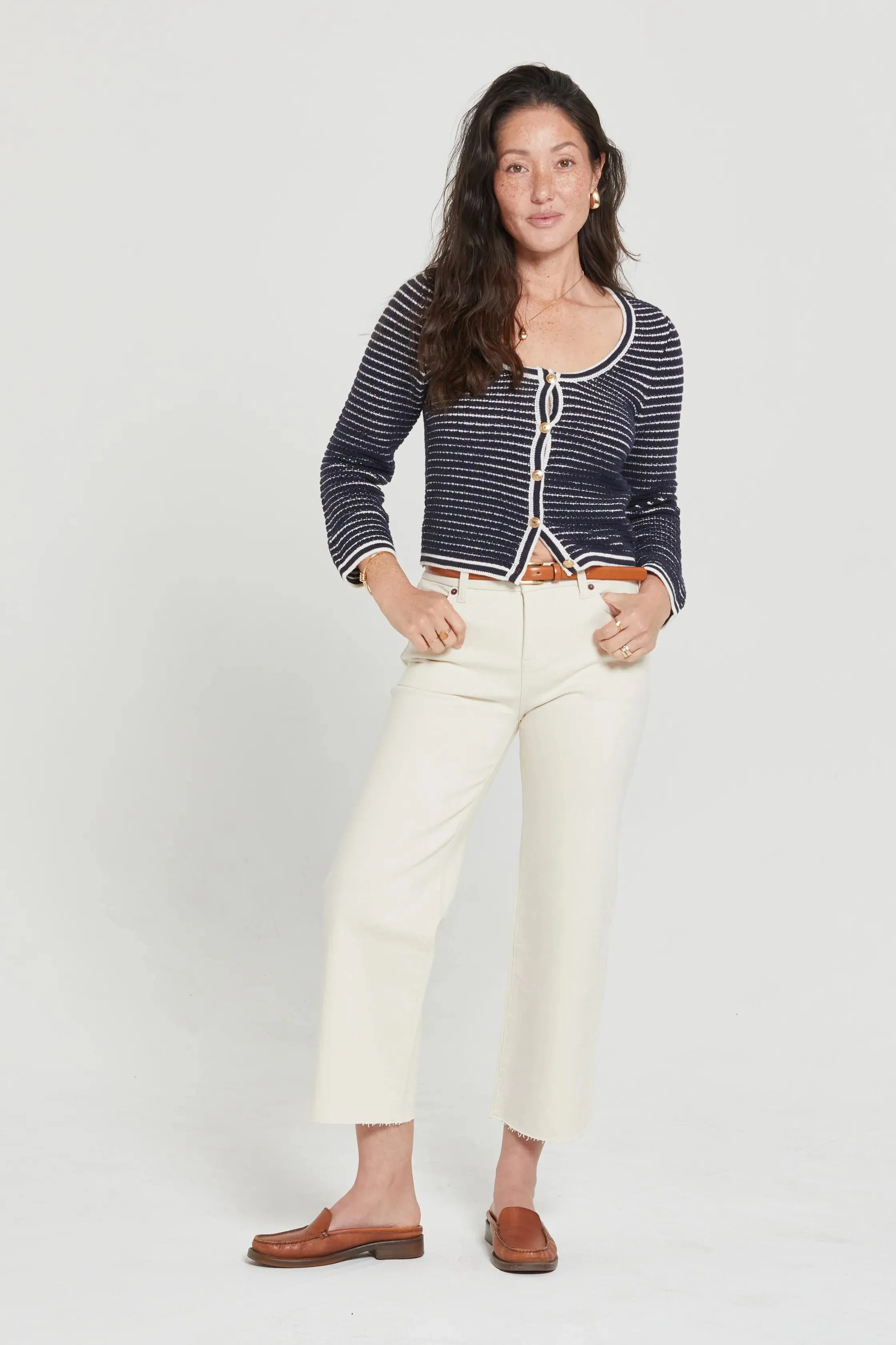 Aberdeen High Rise Wide Leg Crop Ecru