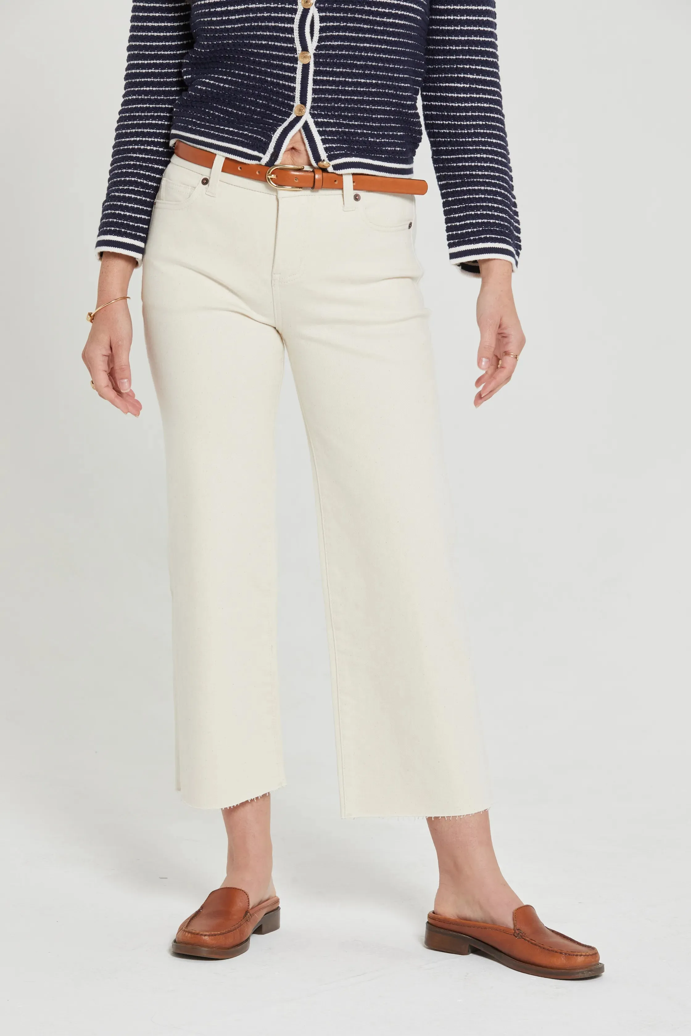 Aberdeen High Rise Wide Leg Crop Ecru