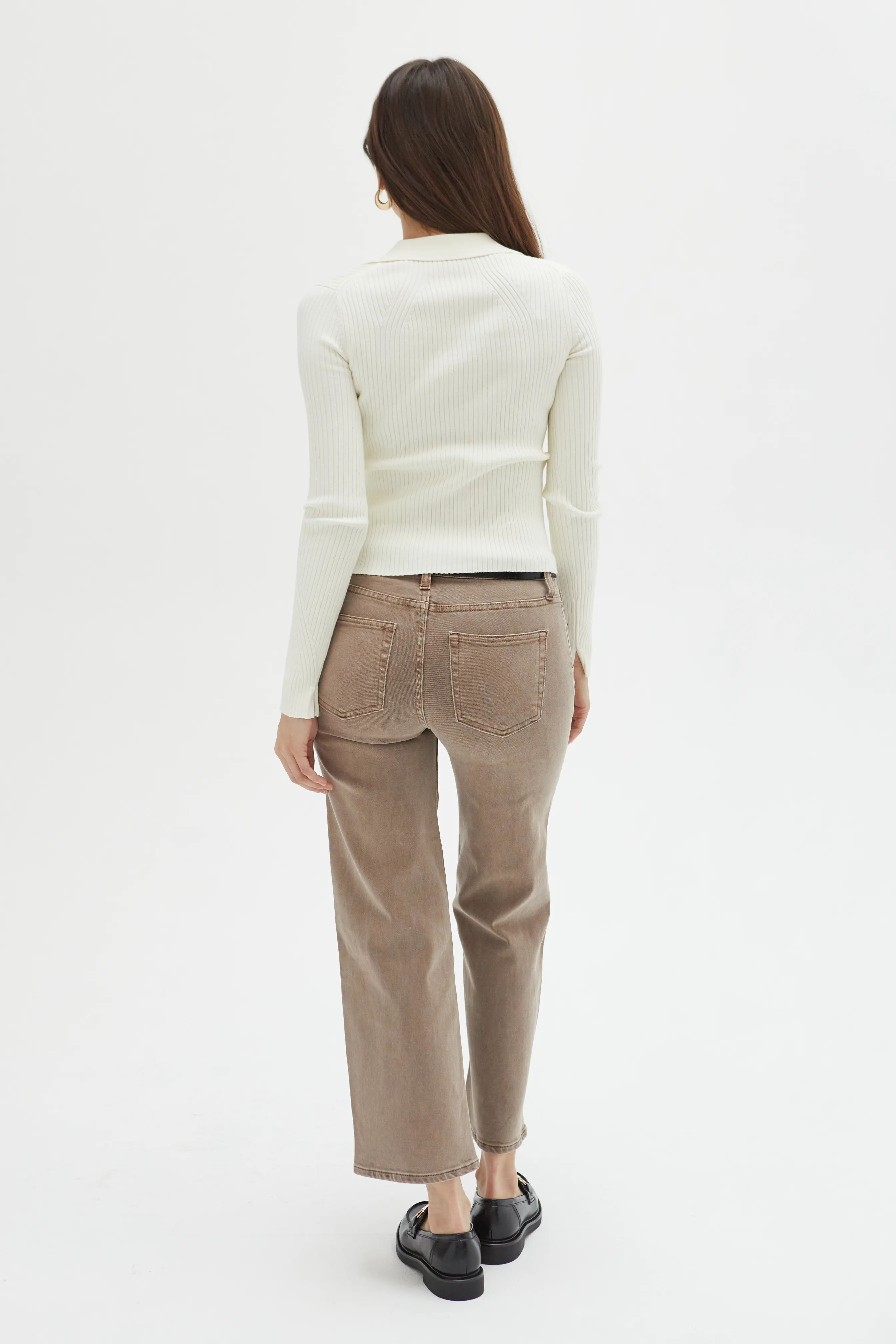 Addington High Rise Wide Leg Crop Brown Overdye
