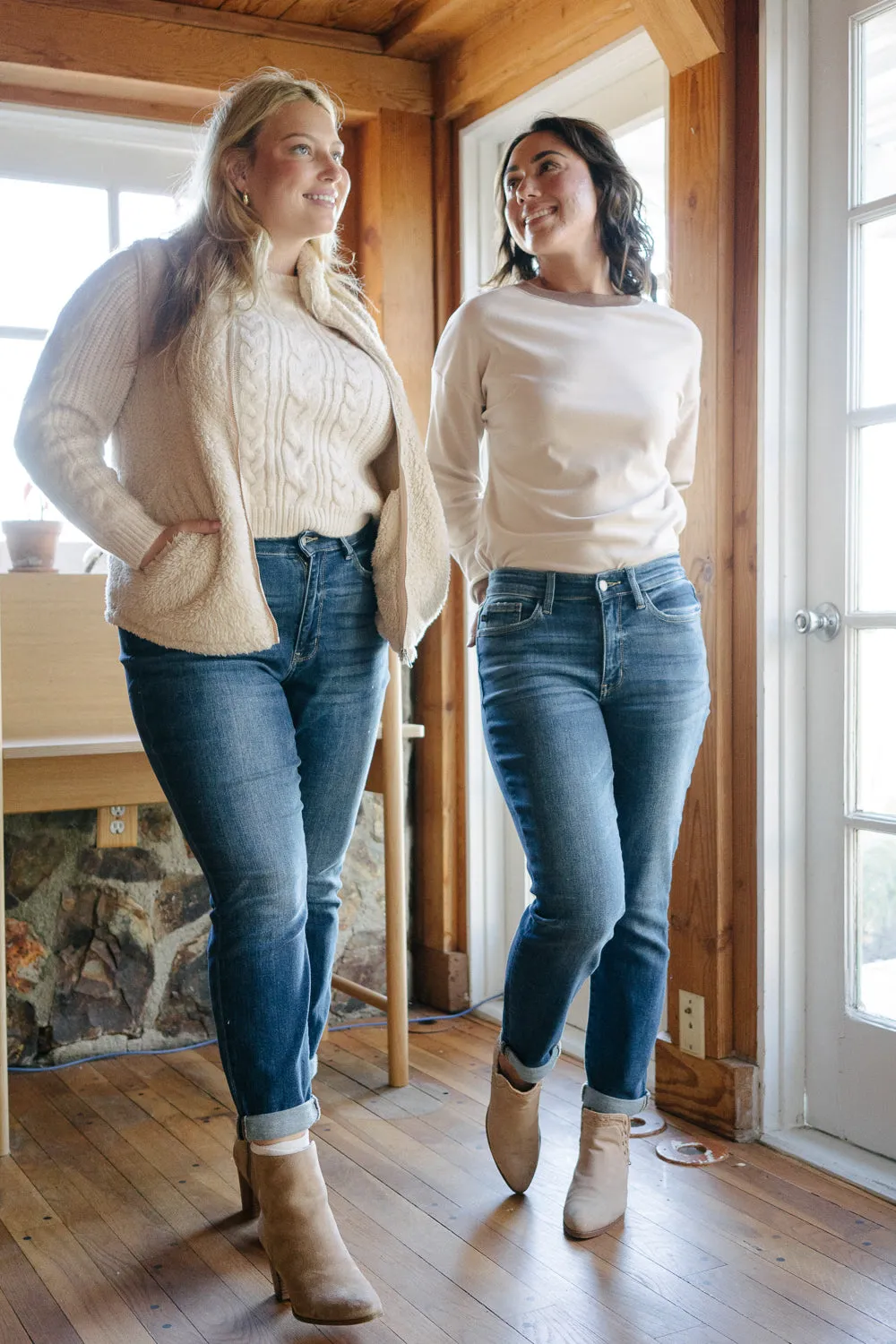Addison Classic Cuffed Boyfriend Jeans- PLUS