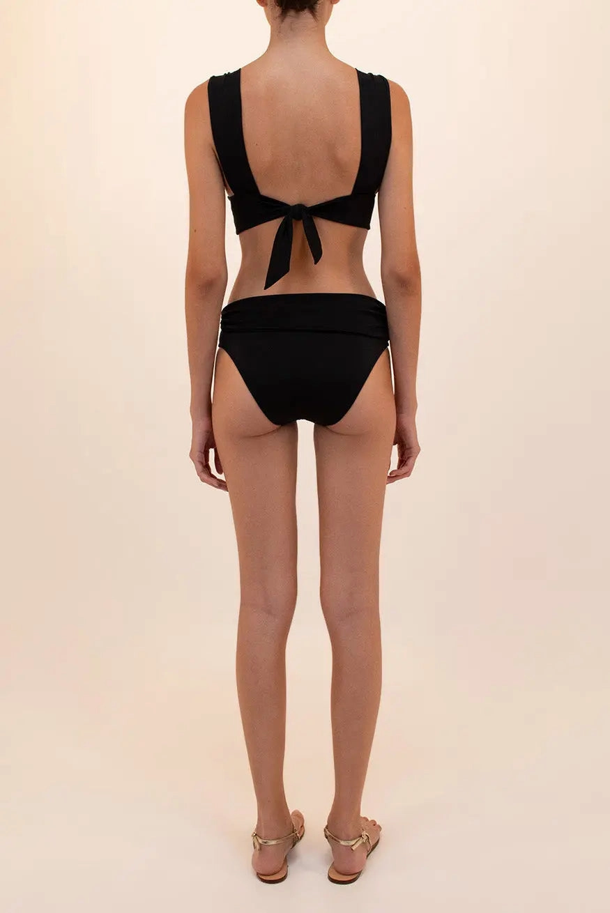AKOYA BLACK HIGH-WAISTED BIKINI BOTTOM