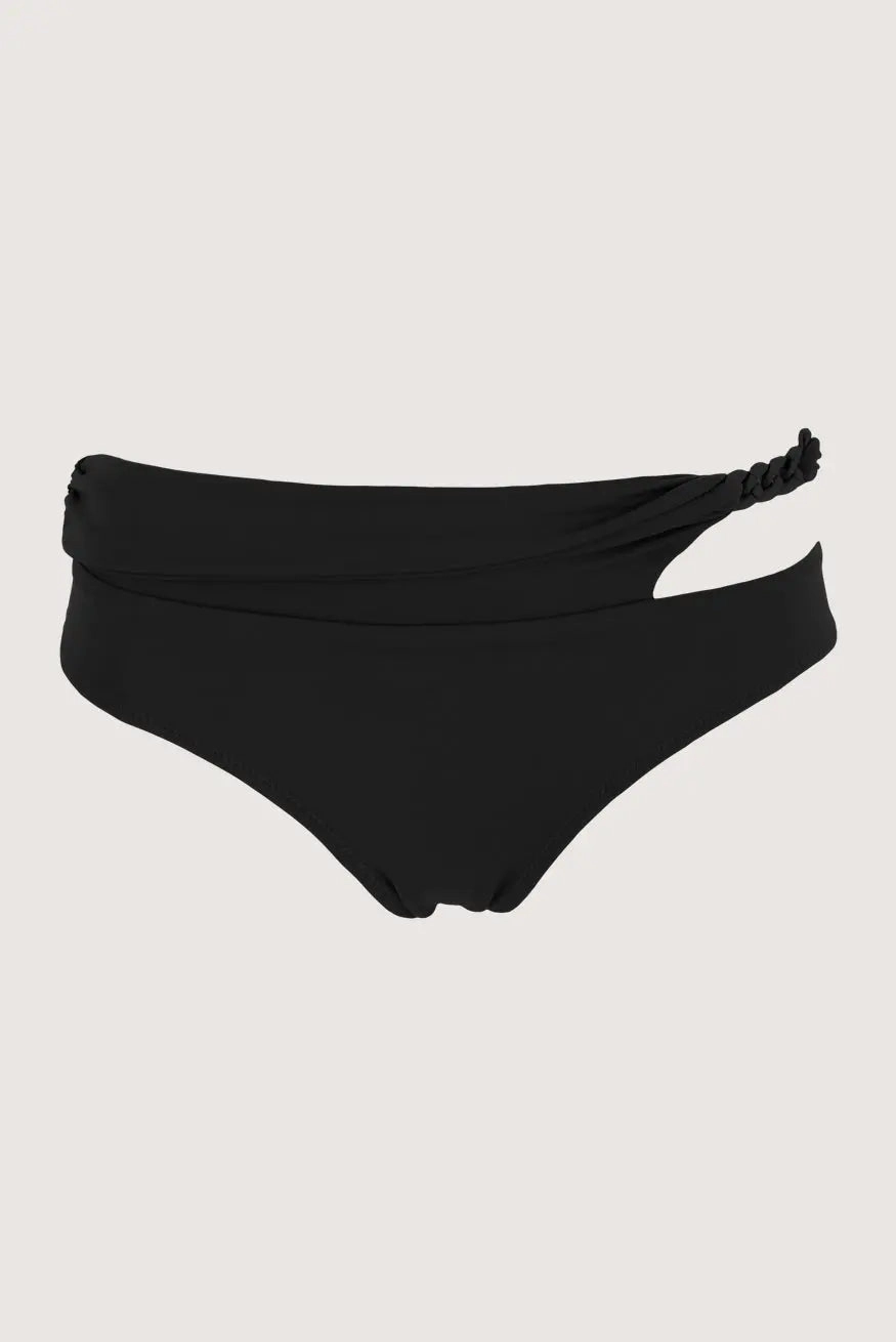 AKOYA BLACK HIGH-WAISTED BIKINI BOTTOM