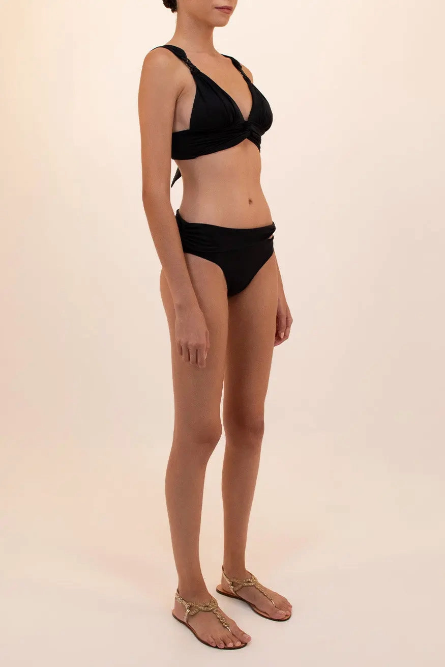 AKOYA BLACK HIGH-WAISTED BIKINI BOTTOM