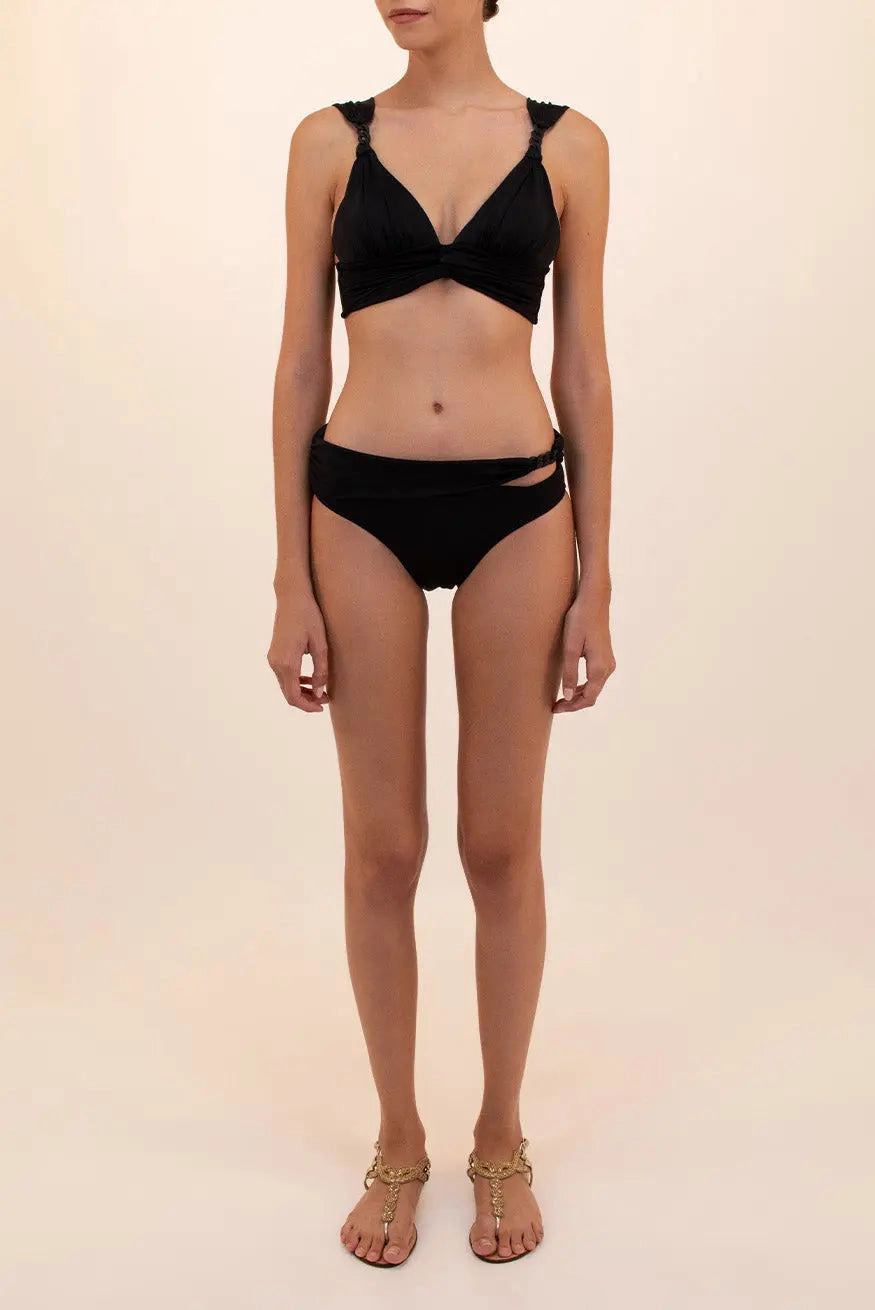 AKOYA BLACK HIGH-WAISTED BIKINI BOTTOM