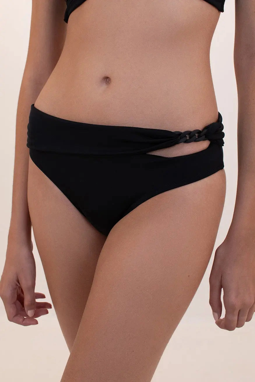AKOYA BLACK HIGH-WAISTED BIKINI BOTTOM
