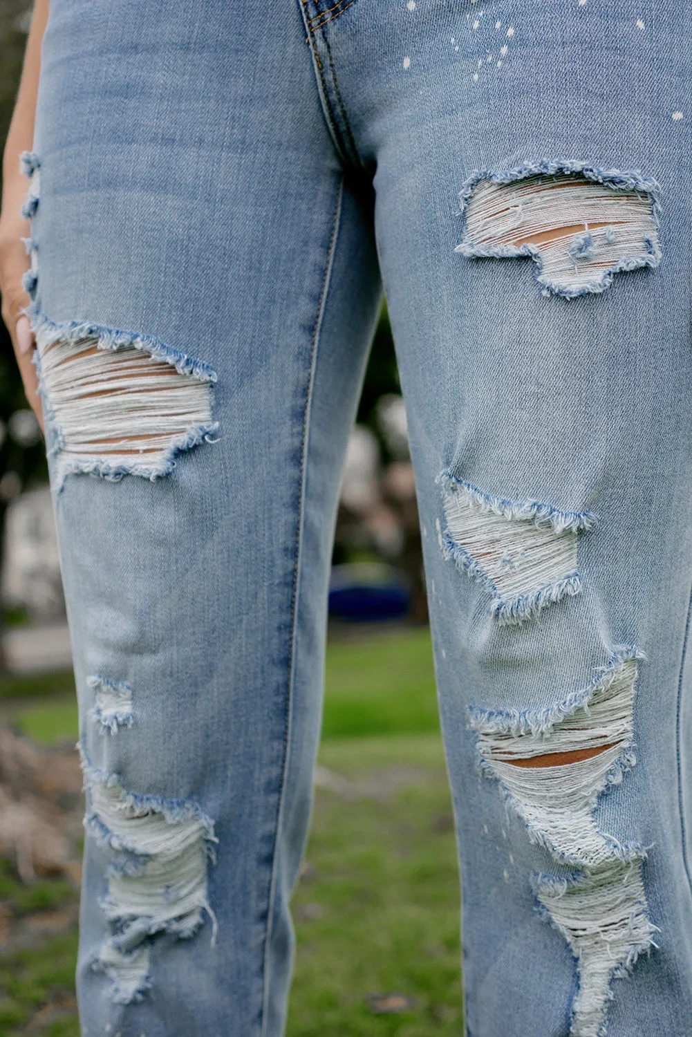 Alexis Light Bleach Splash Boyfriend Jeans