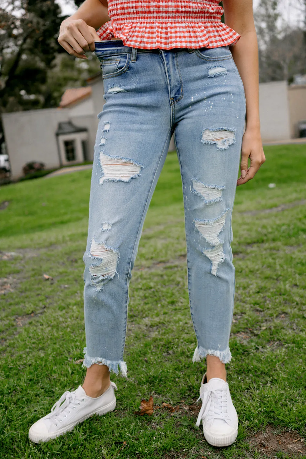 Alexis Light Bleach Splash Boyfriend Jeans