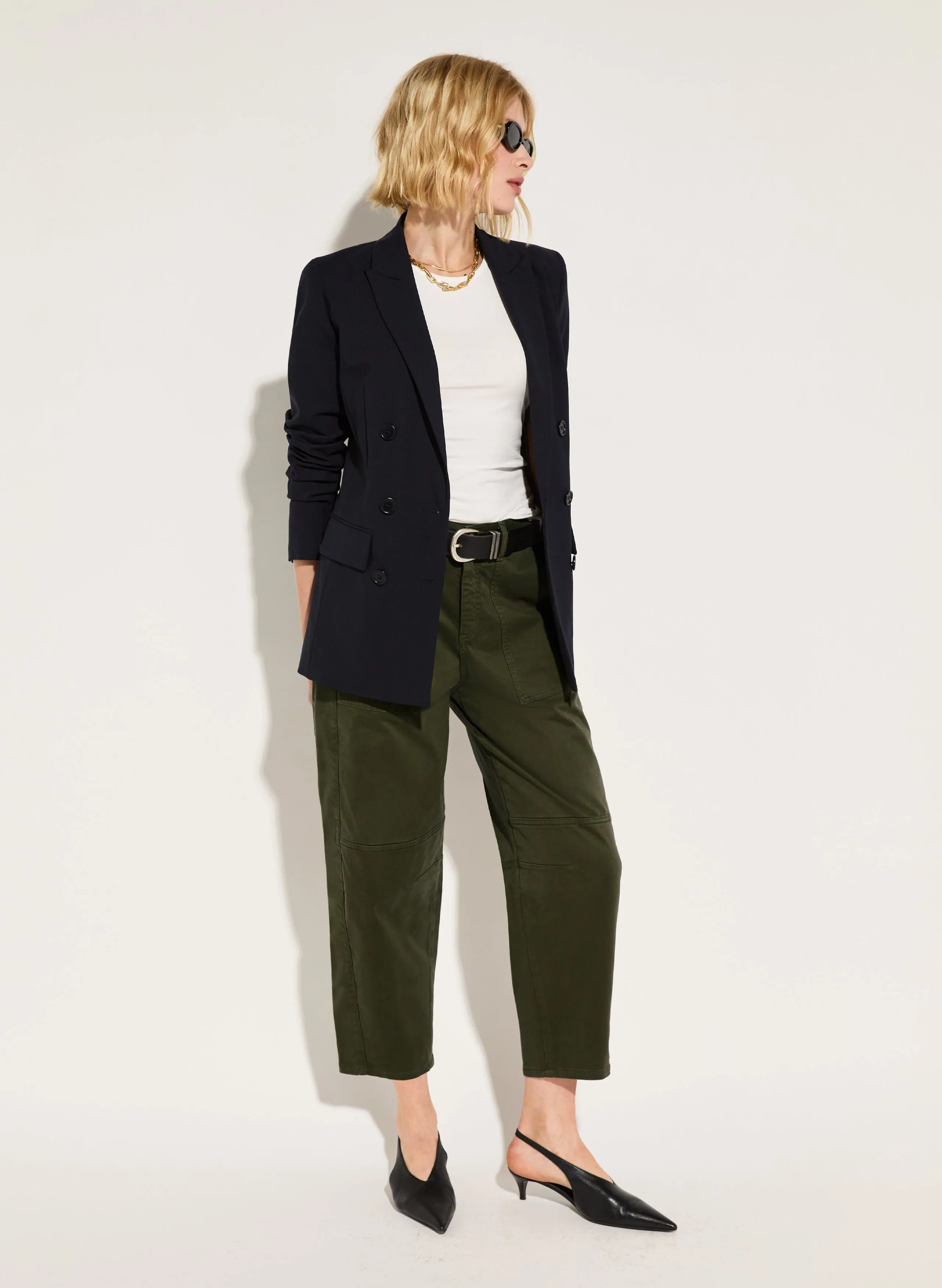 Amelia Organic Cotton Barrel Leg Cargo Trousers