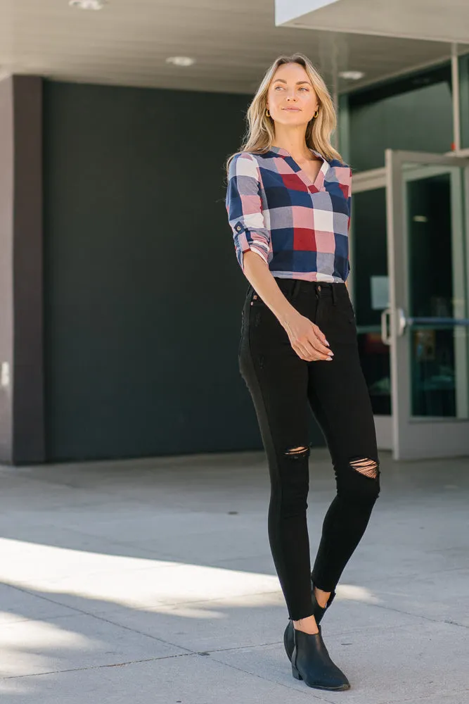 Belen High Rise Black Distressed Skinny Jeans
