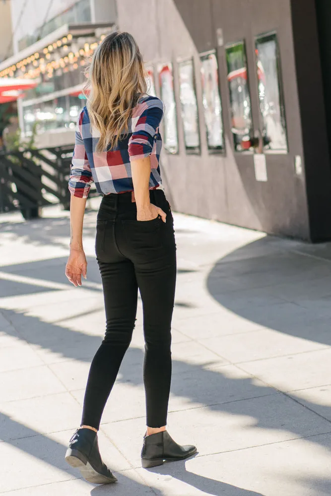 Belen High Rise Black Distressed Skinny Jeans