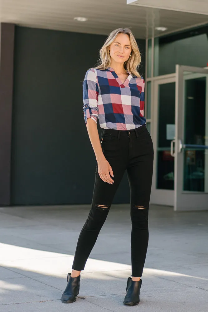 Belen High Rise Black Distressed Skinny Jeans