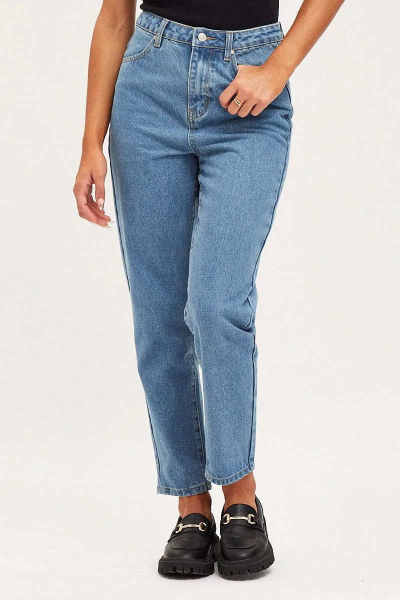 Blue Mom Jeans High Rise