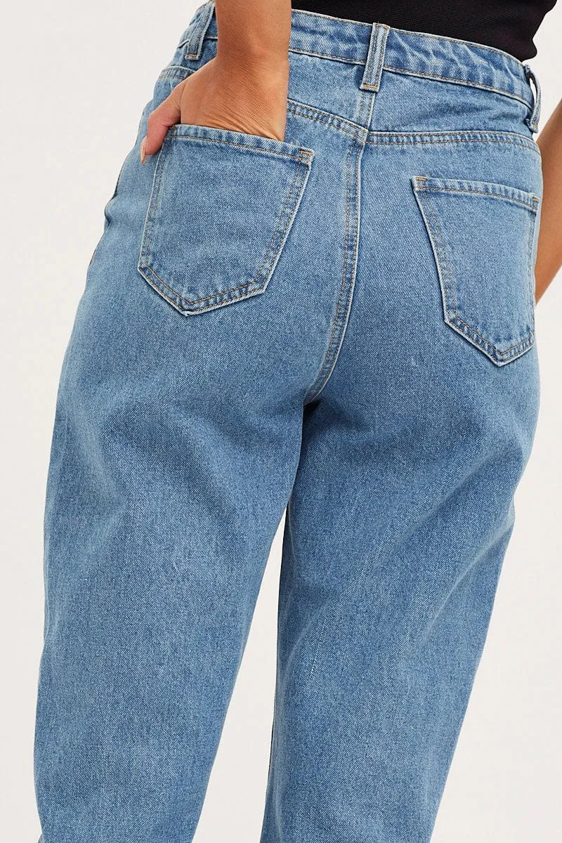 Blue Mom Jeans High Rise