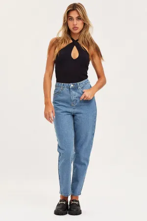 Blue Mom Jeans High Rise