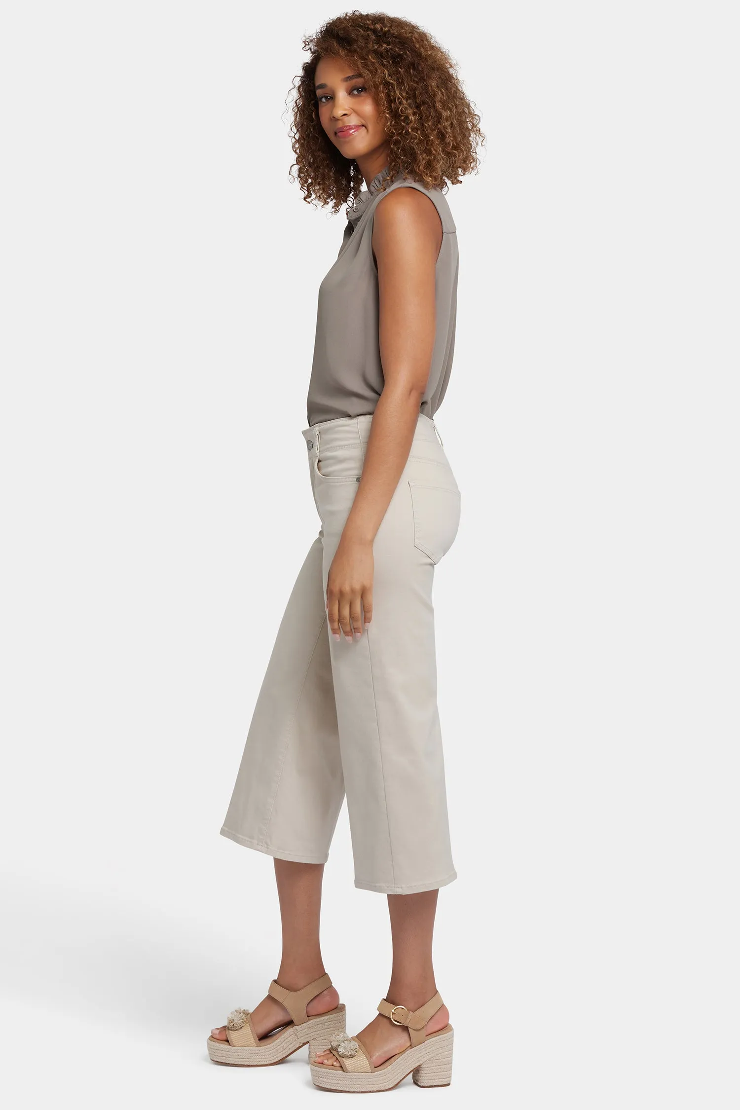 Brigitte Wide Leg Capri Jeans - Feather