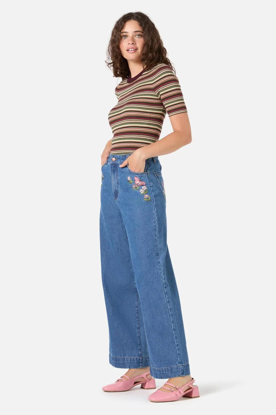 Butterfly Embroidered Jean