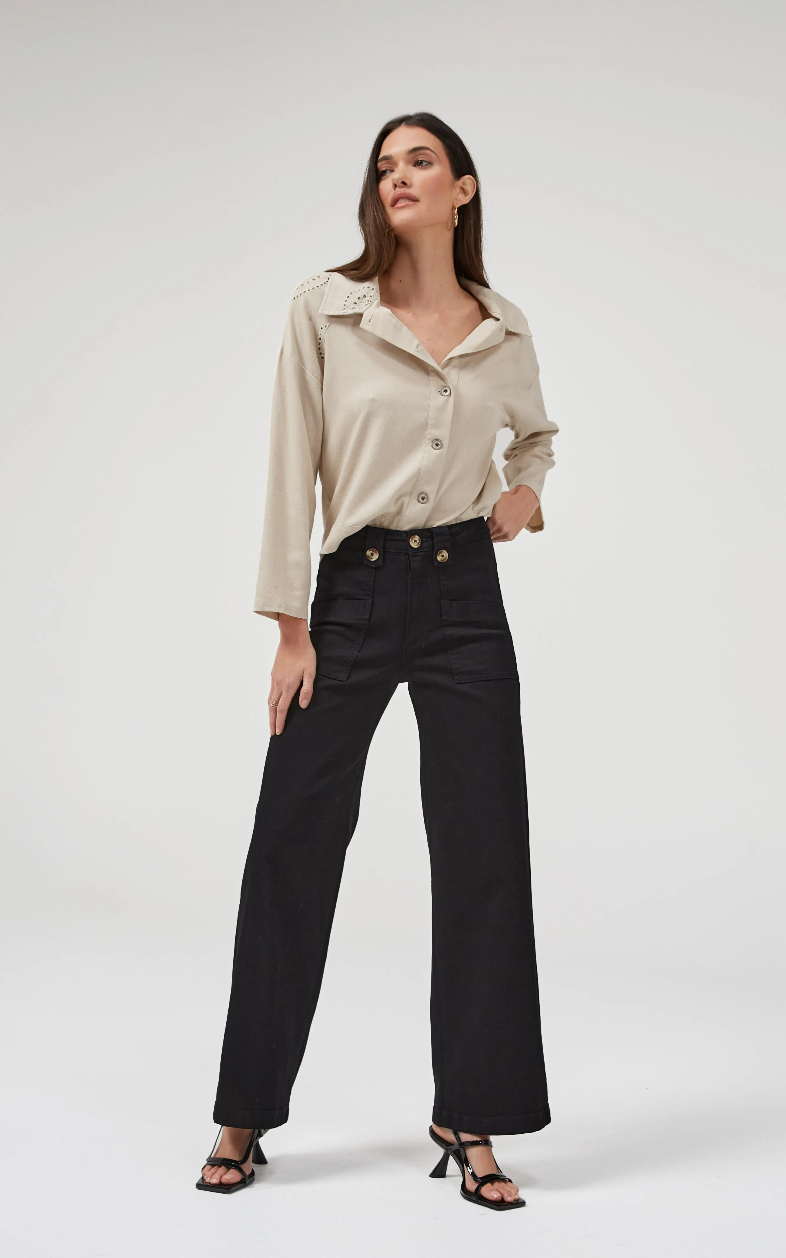 Carrie Black Wide Straight Leg Jeans