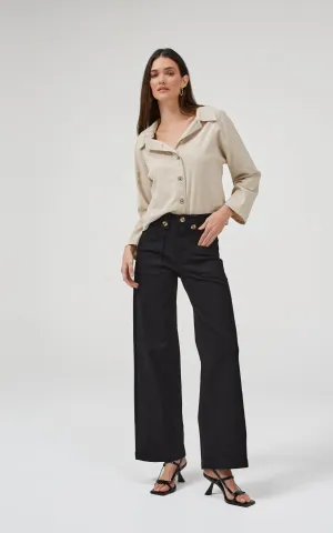 Carrie Black Wide Straight Leg Jeans