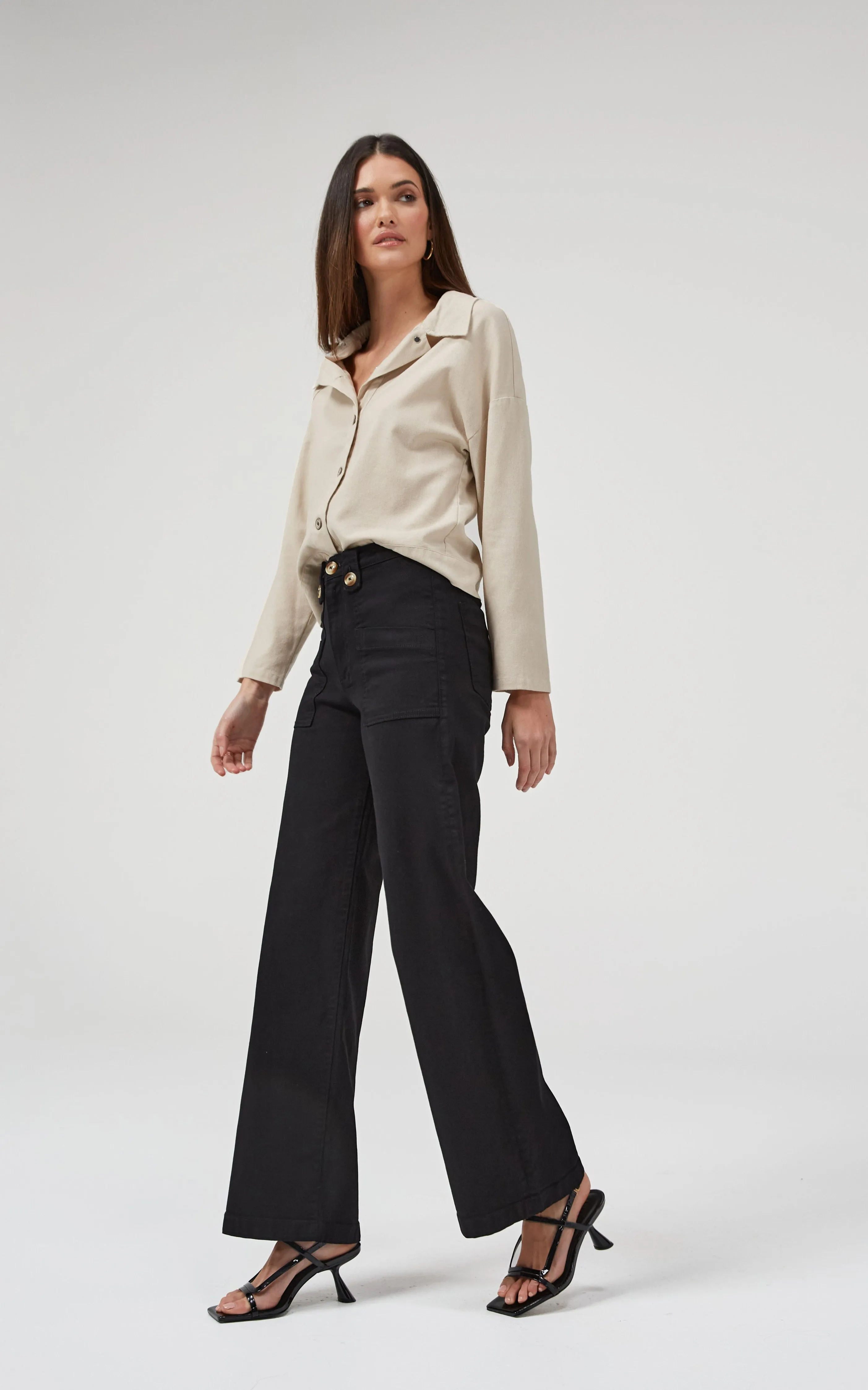 Carrie Black Wide Straight Leg Jeans