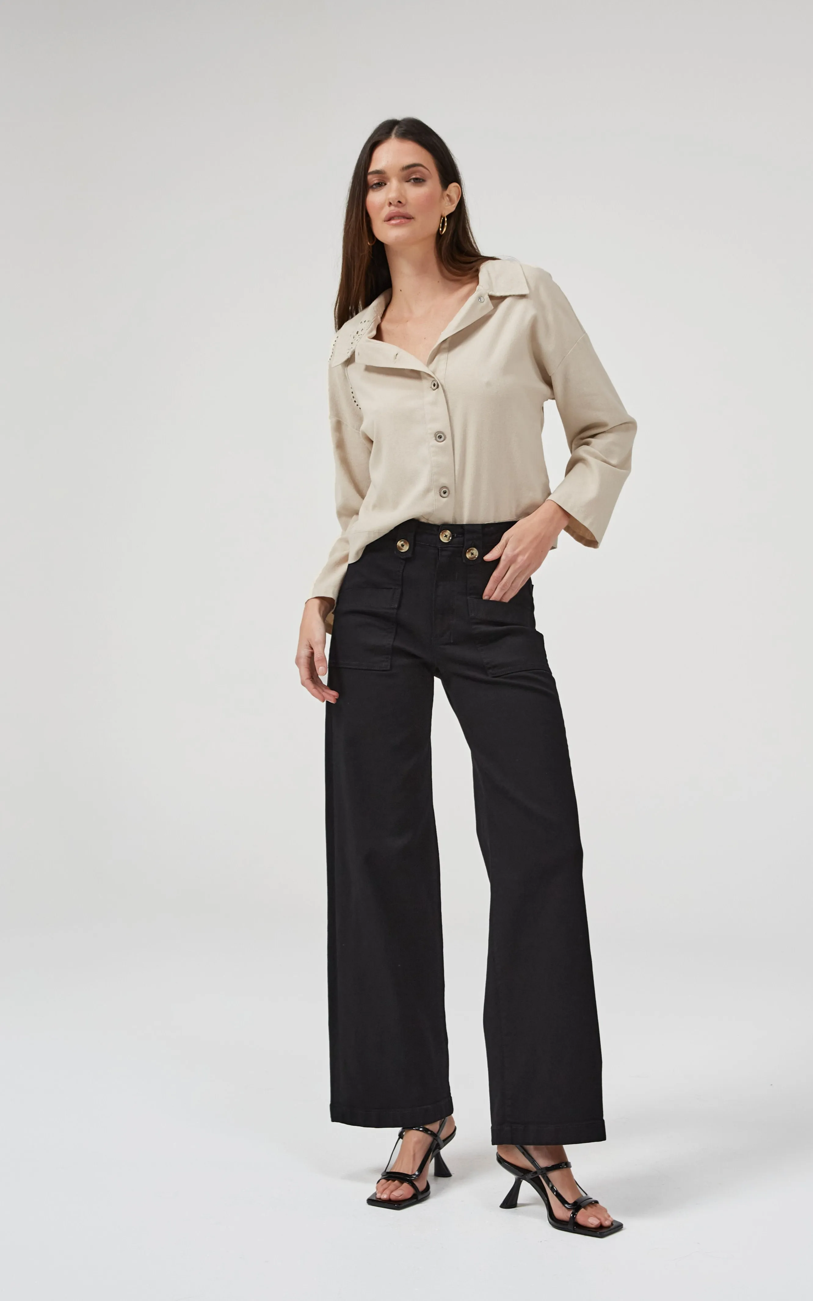 Carrie Black Wide Straight Leg Jeans
