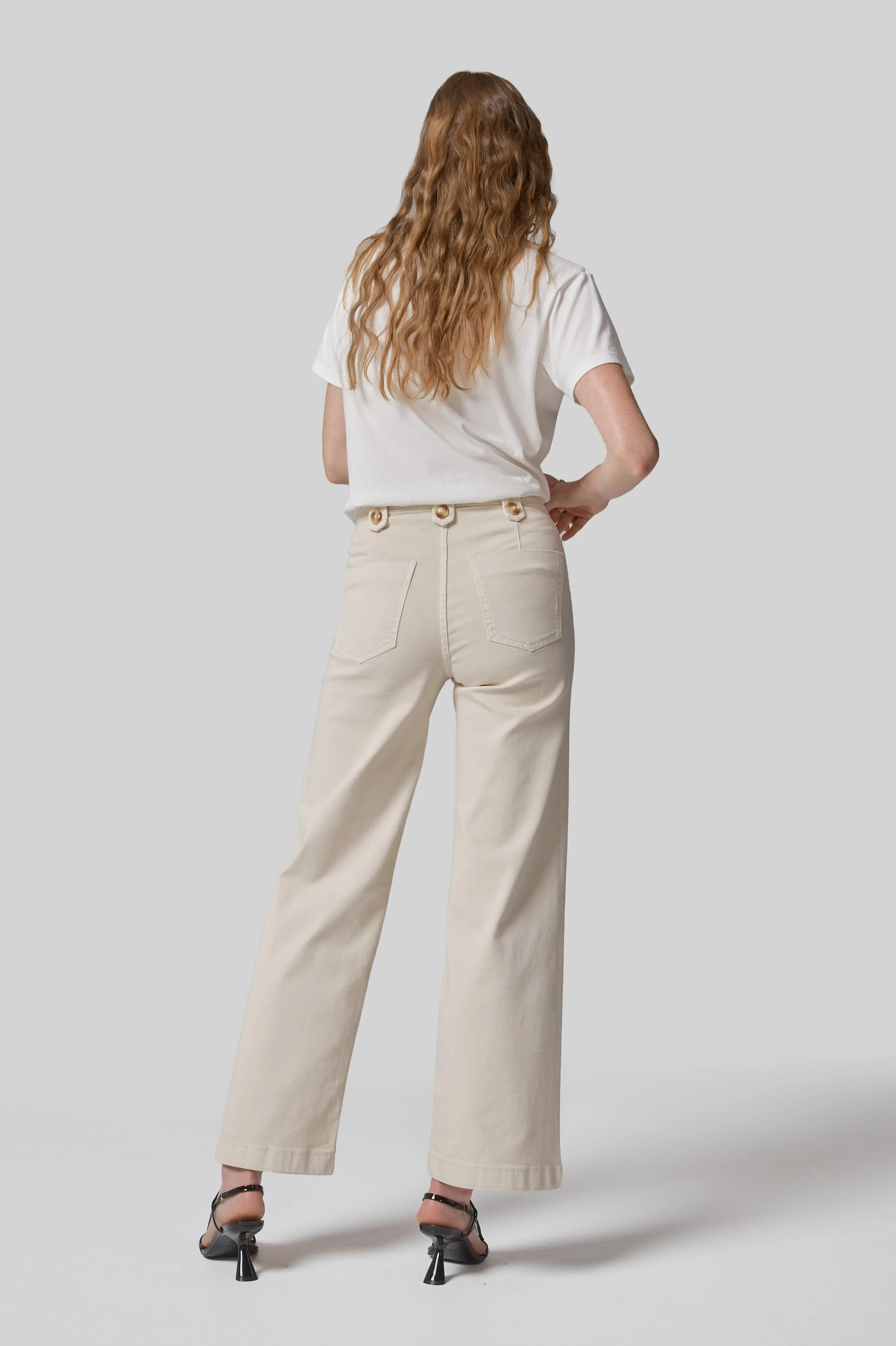 Carrie Cream Wide Straight Leg Jeans