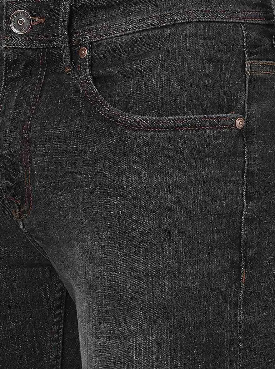 Charcoal Grey Solid Slim Fit Jeans | JadeBlue