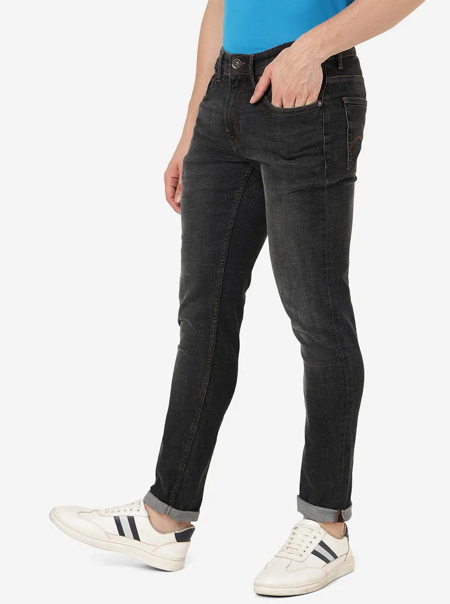 Charcoal Grey Solid Slim Fit Jeans | JadeBlue