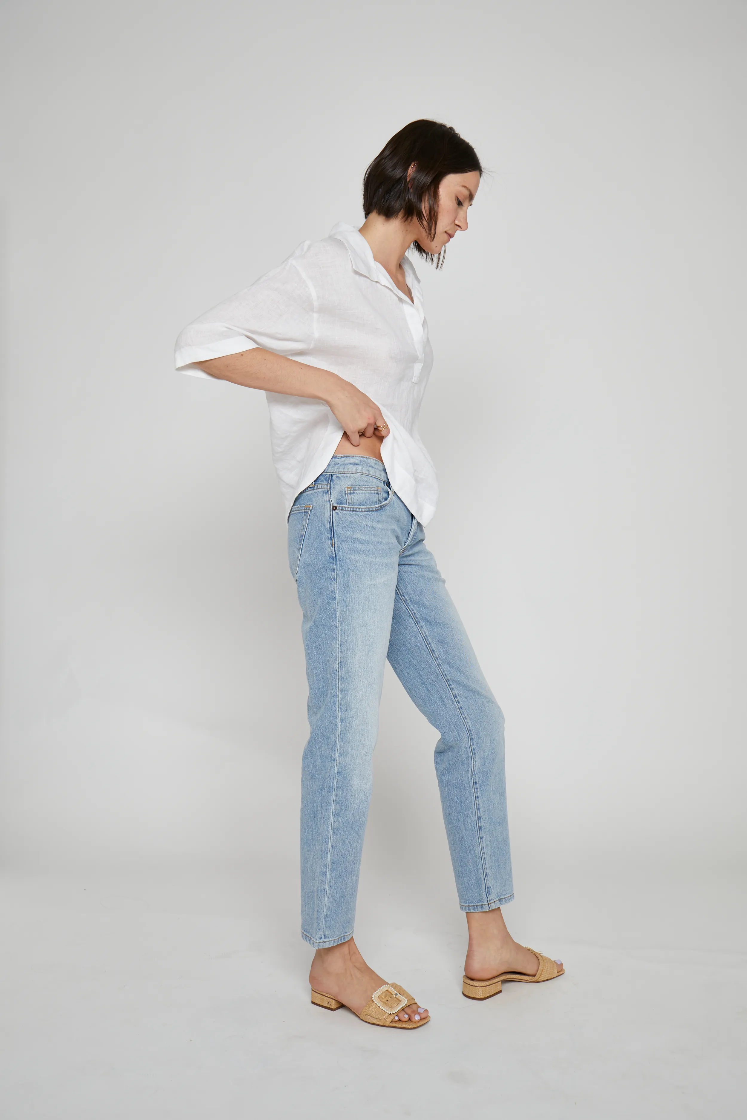 Chester Low Rise Slim Straight Light Indigo Worn