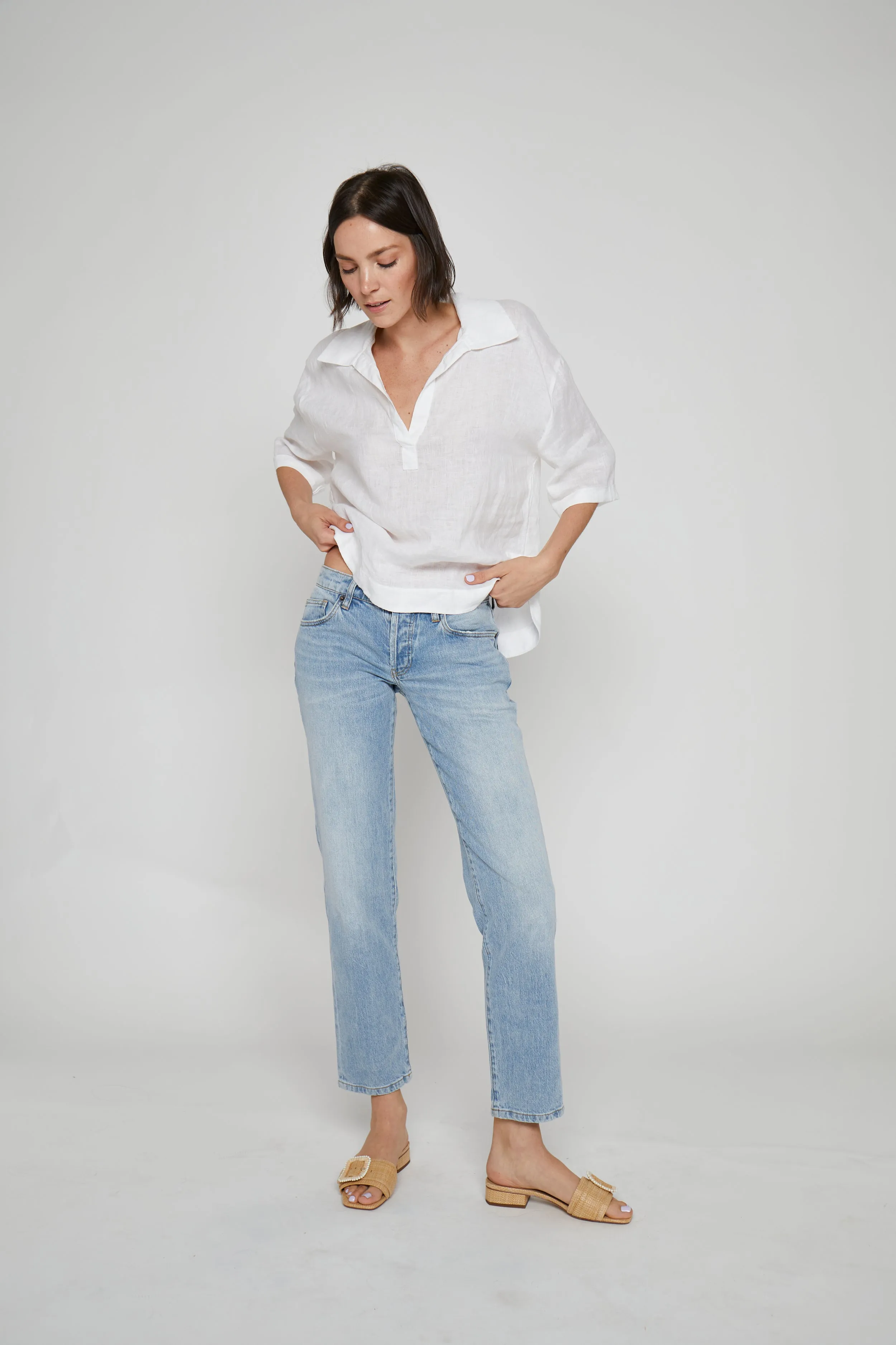 Chester Low Rise Slim Straight Light Indigo Worn