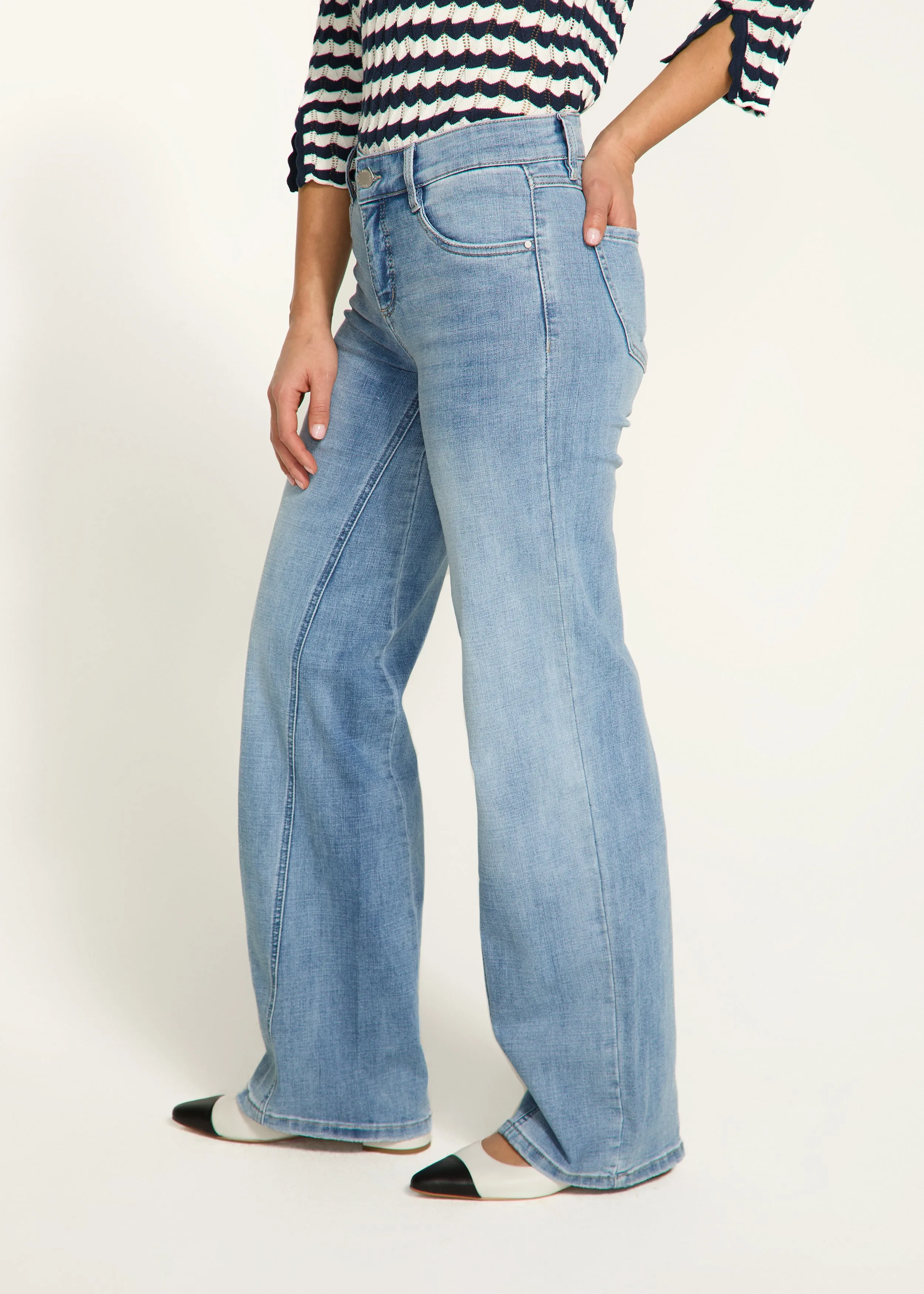 Christina Wide Leg Denim, Light Blue