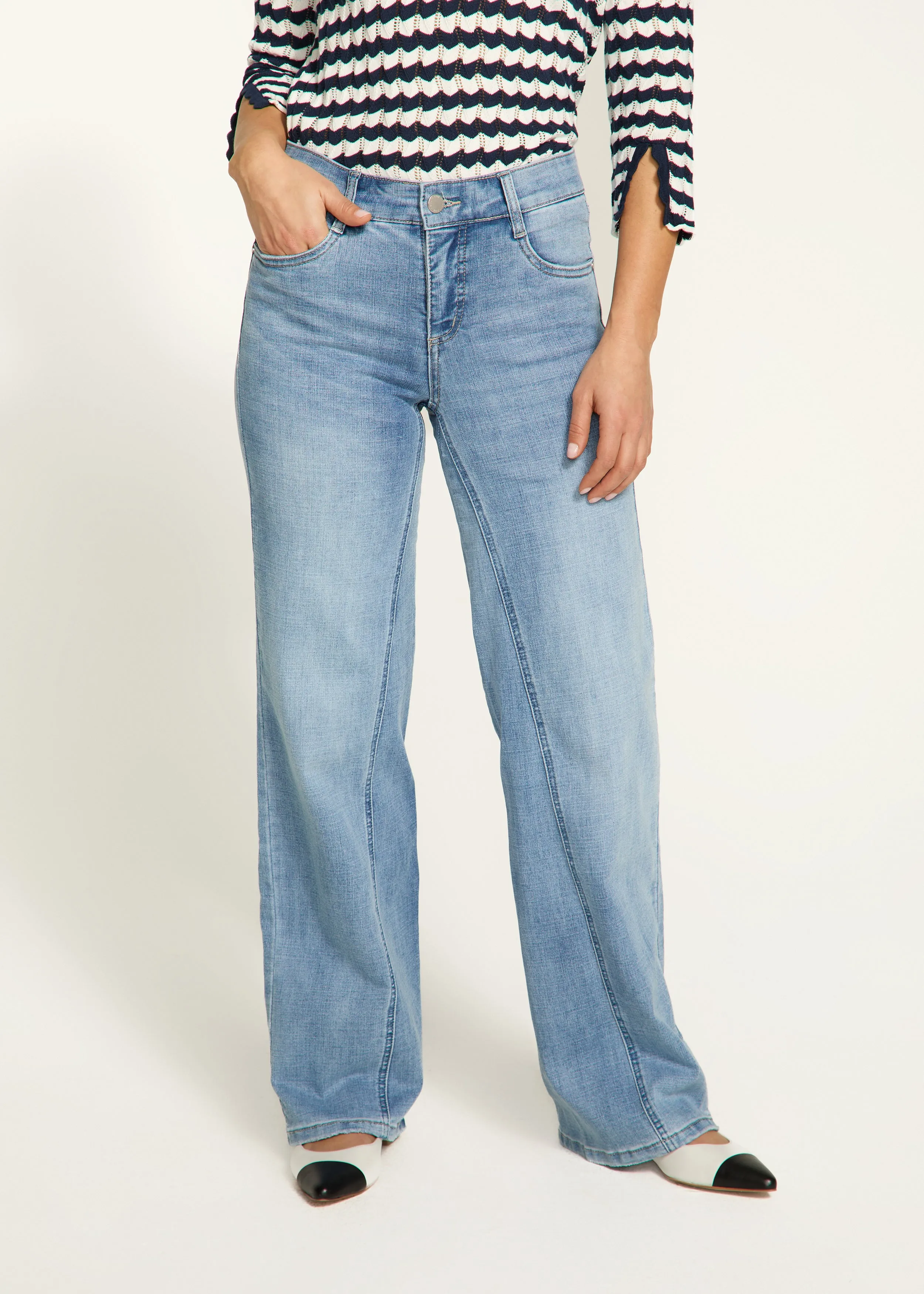 Christina Wide Leg Denim, Light Blue