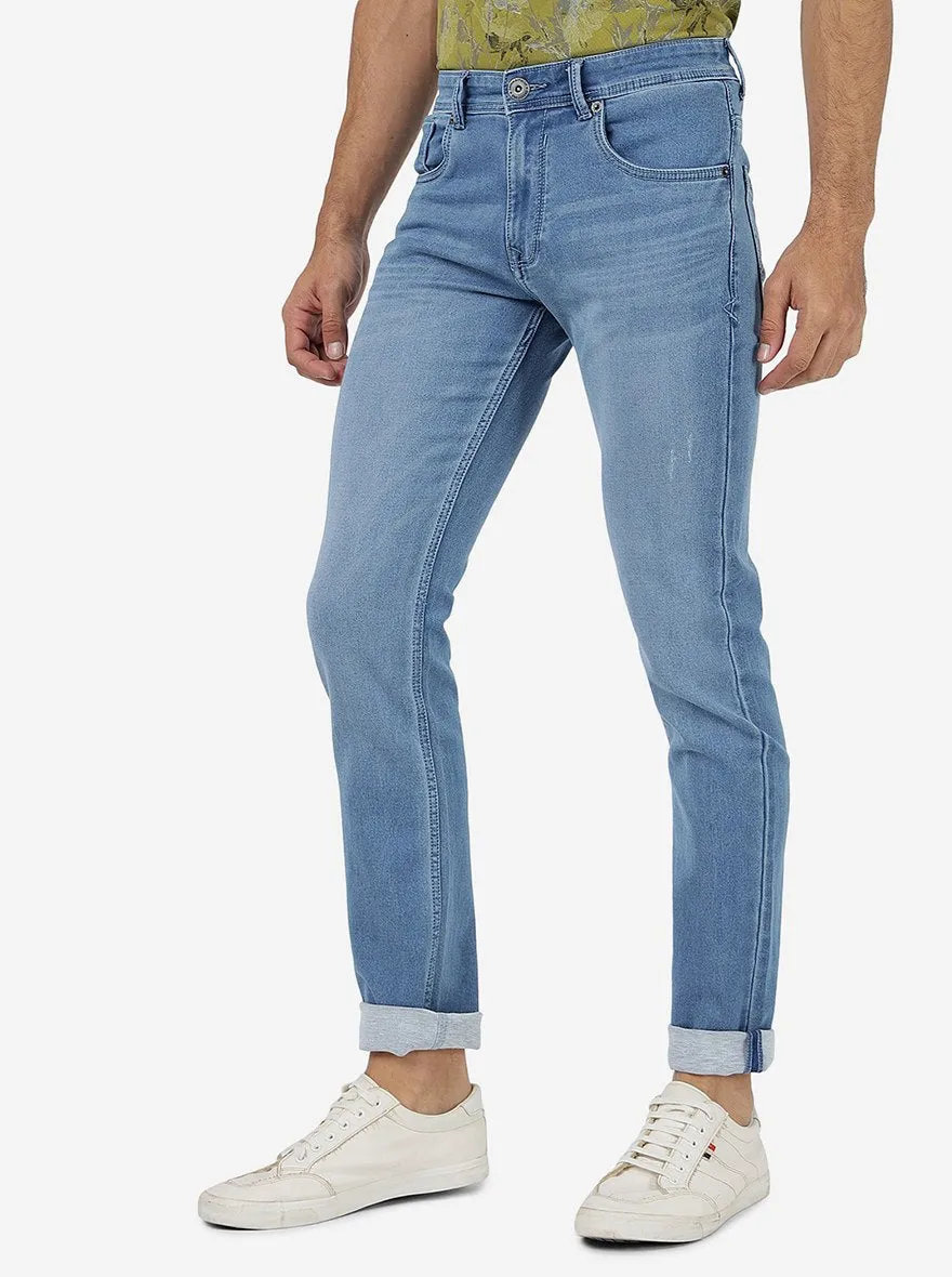 Cloud Blue Washed Narrow Fit Jeans | Greenfibre