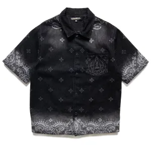Criminal Damage Laser Print Denim Shirt - Washed Black