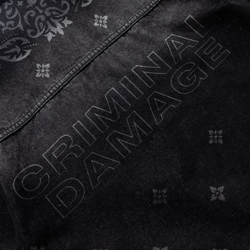 Criminal Damage Laser Print Denim Shirt - Washed Black