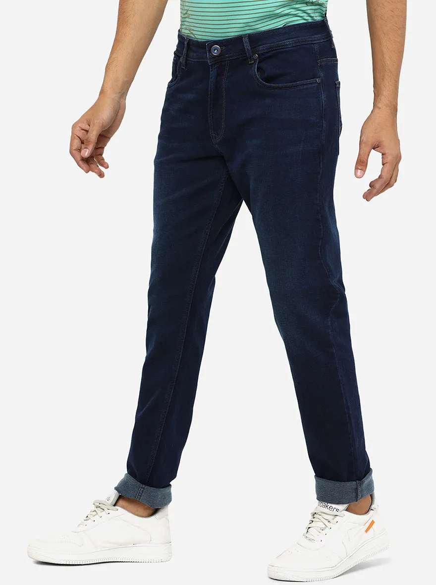 Dark Blue Washed Straight Fit Jeans | JadeBlue