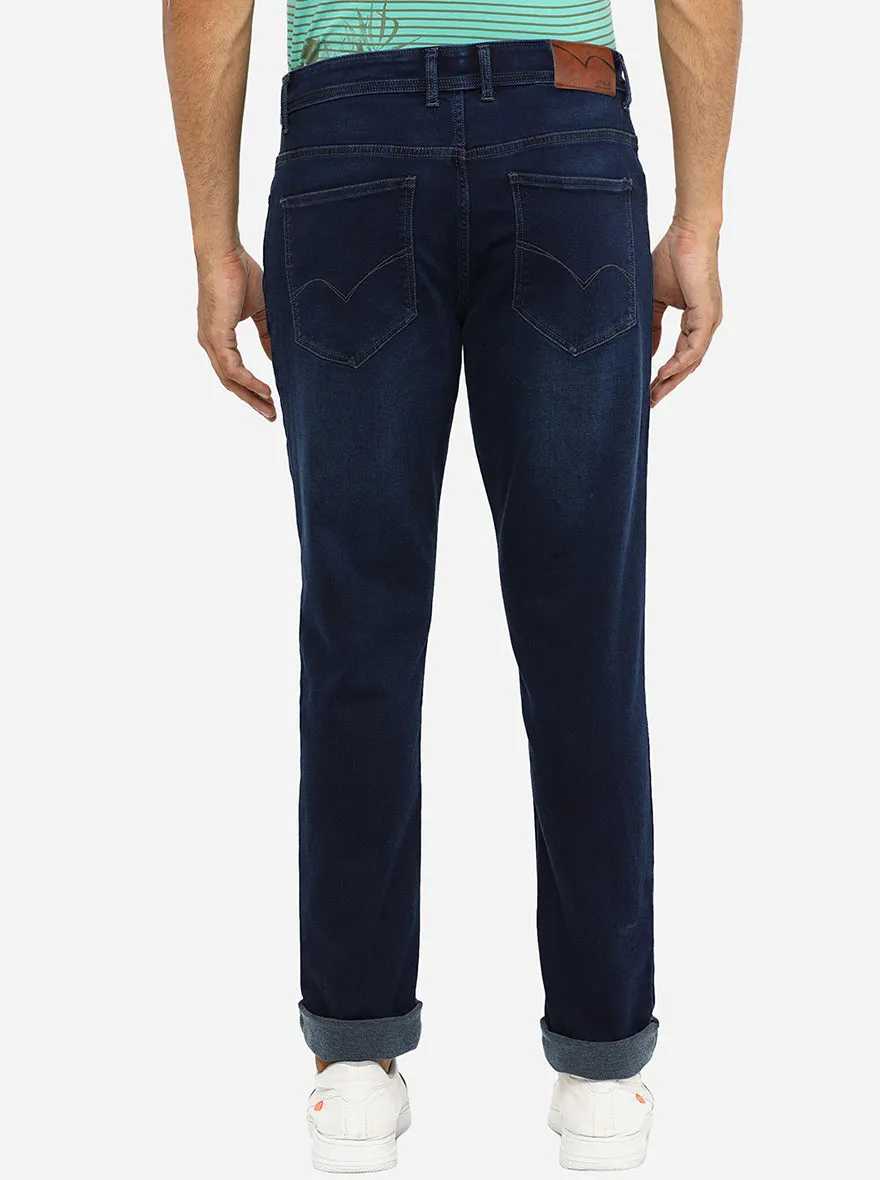 Dark Blue Washed Straight Fit Jeans | JadeBlue