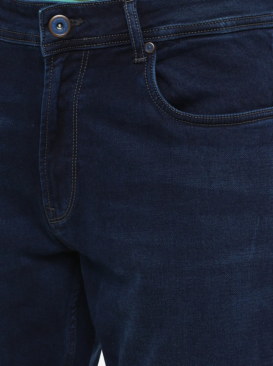 Dark Blue Washed Straight Fit Jeans | JadeBlue