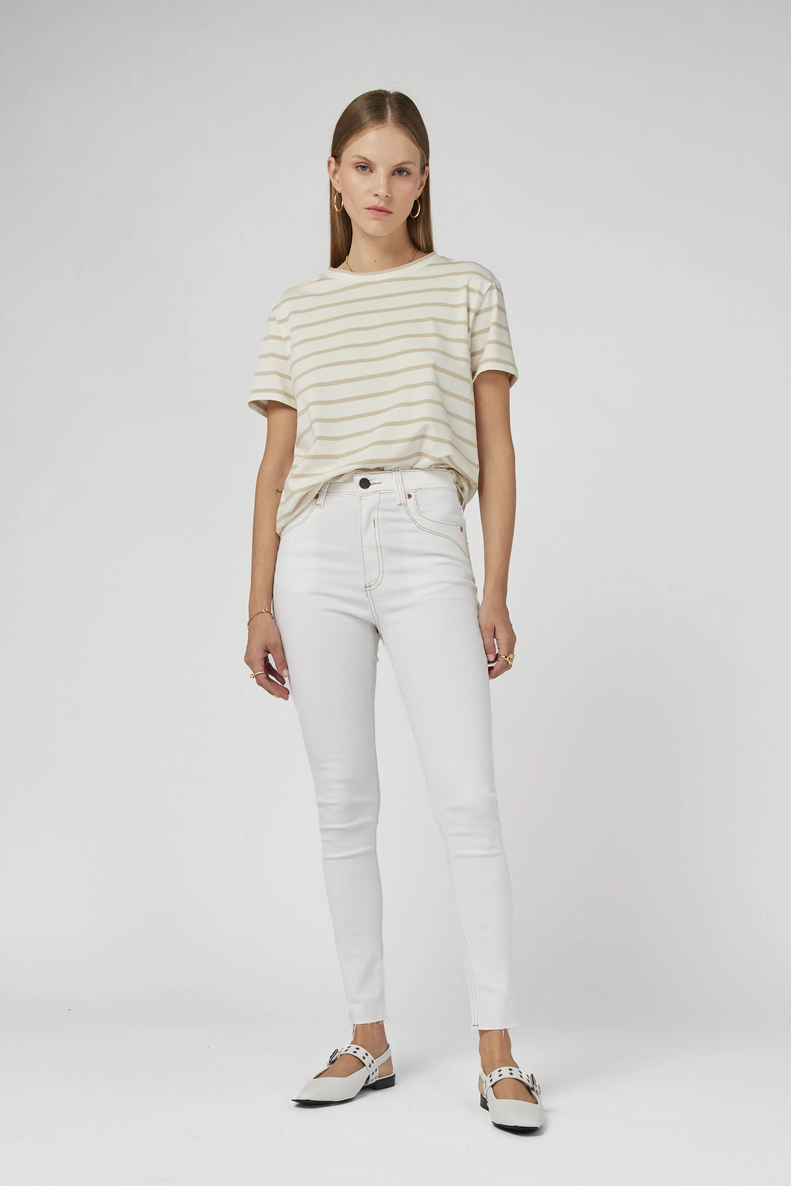 DCD High Waisted White Jeans