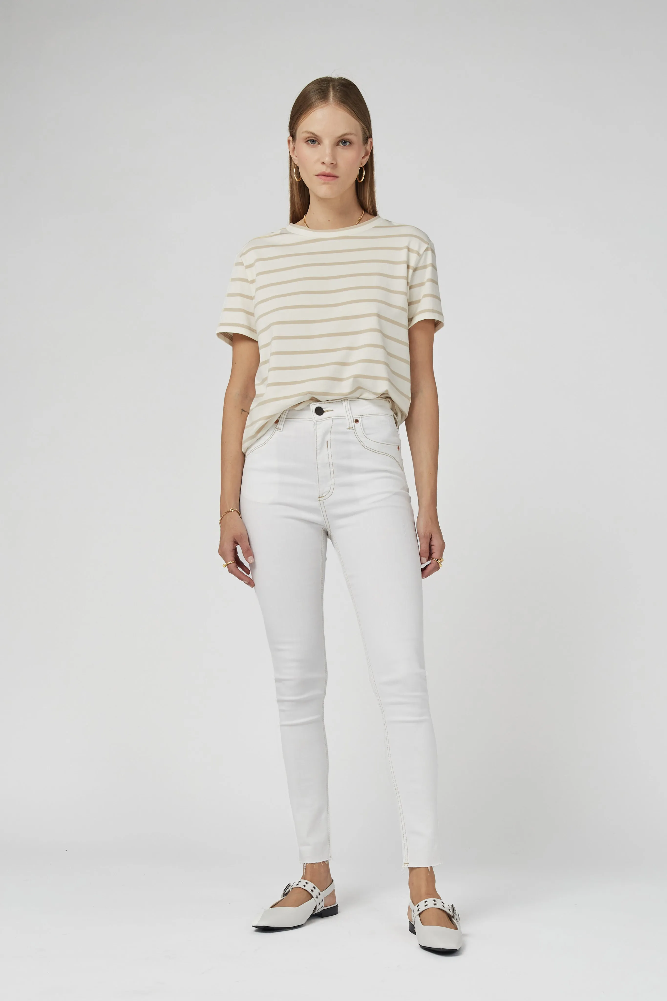 DCD High Waisted White Jeans