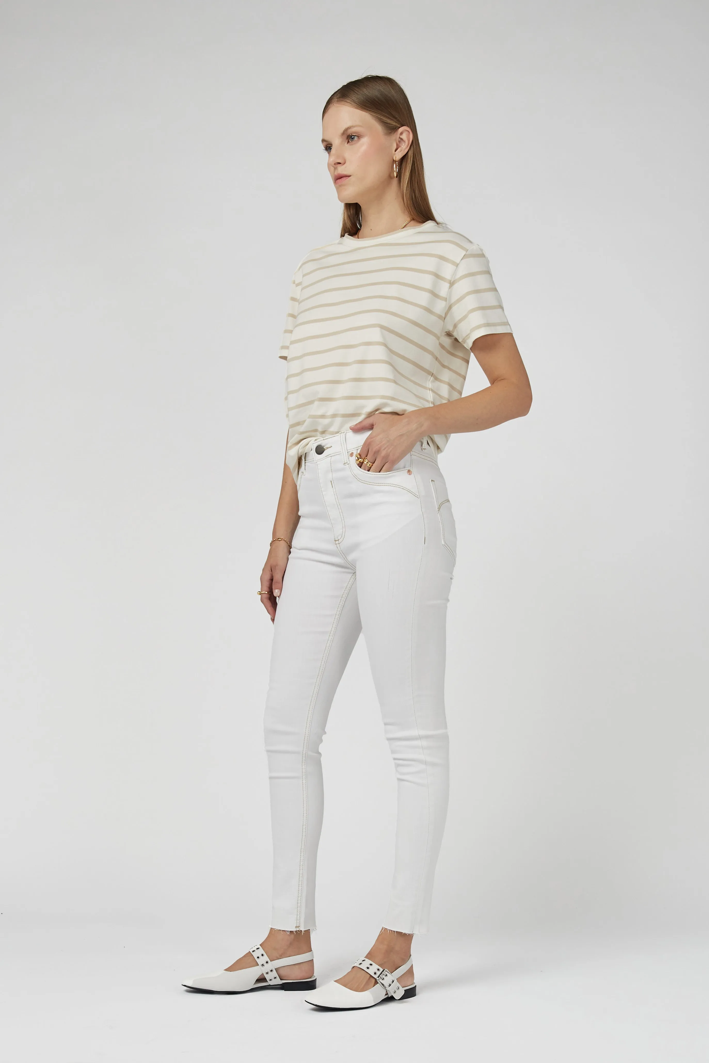 DCD High Waisted White Jeans