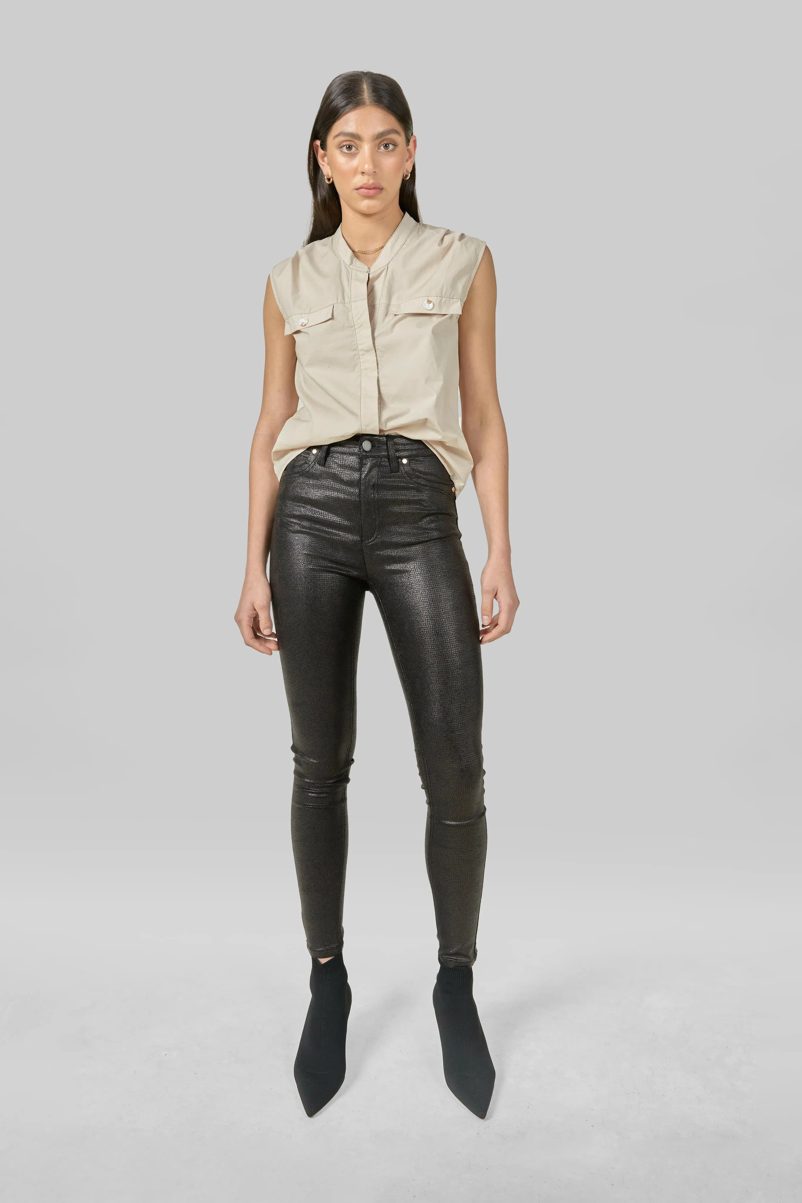 DCD Printed Coated Denim Jeans