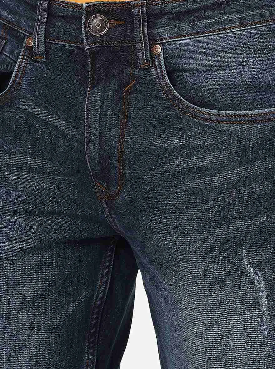 Denim Blue Washed Slim Fit Jeans | JadeBlue