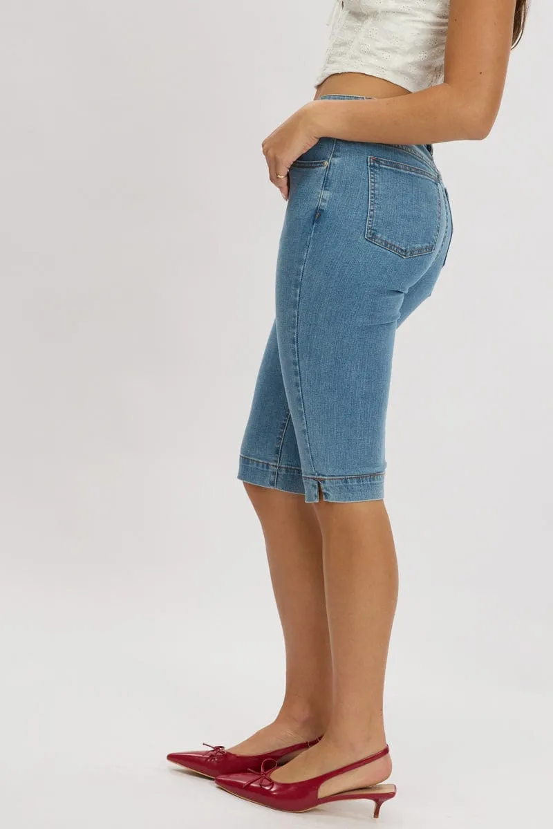 Denim Capri Jeans Mid Rise
