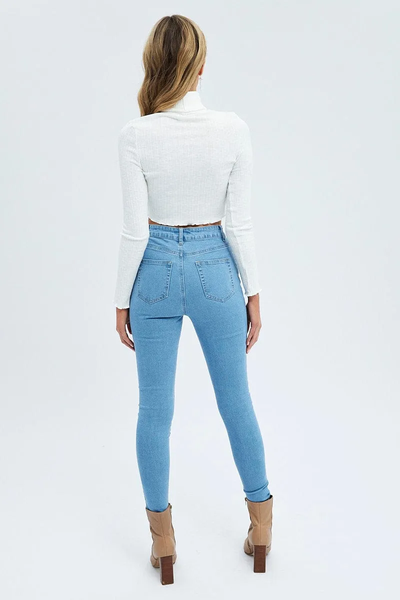 Denim Skinny Denim Jeans Mid Rise