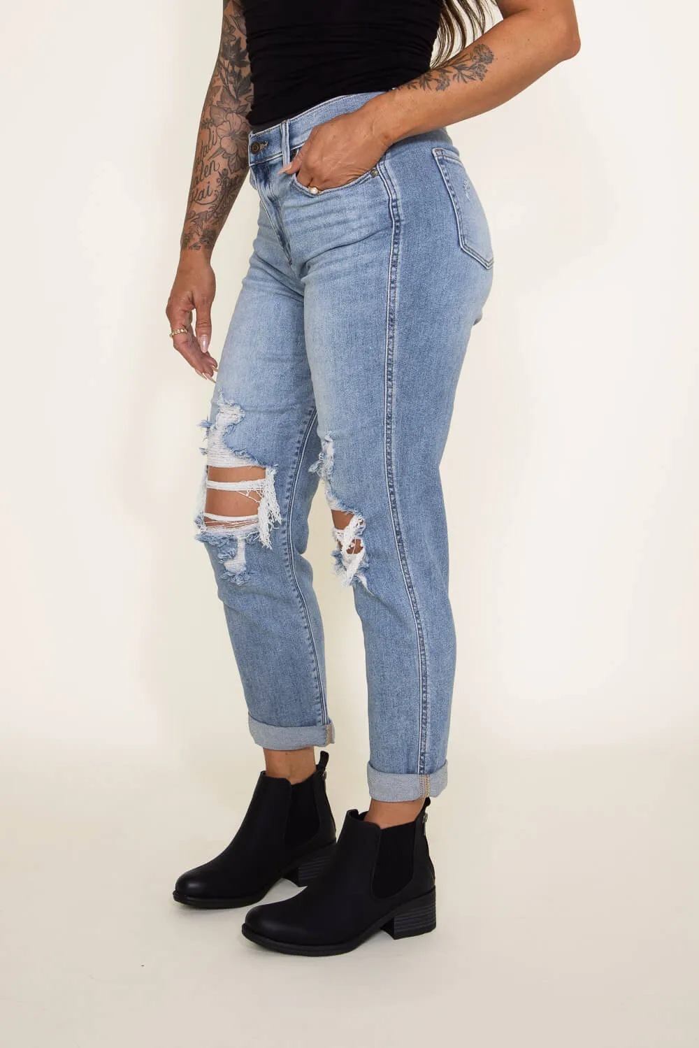 Eunina Rocky High Rise Boyfriend Jeans for Women | E0001880ZZ-BINGE