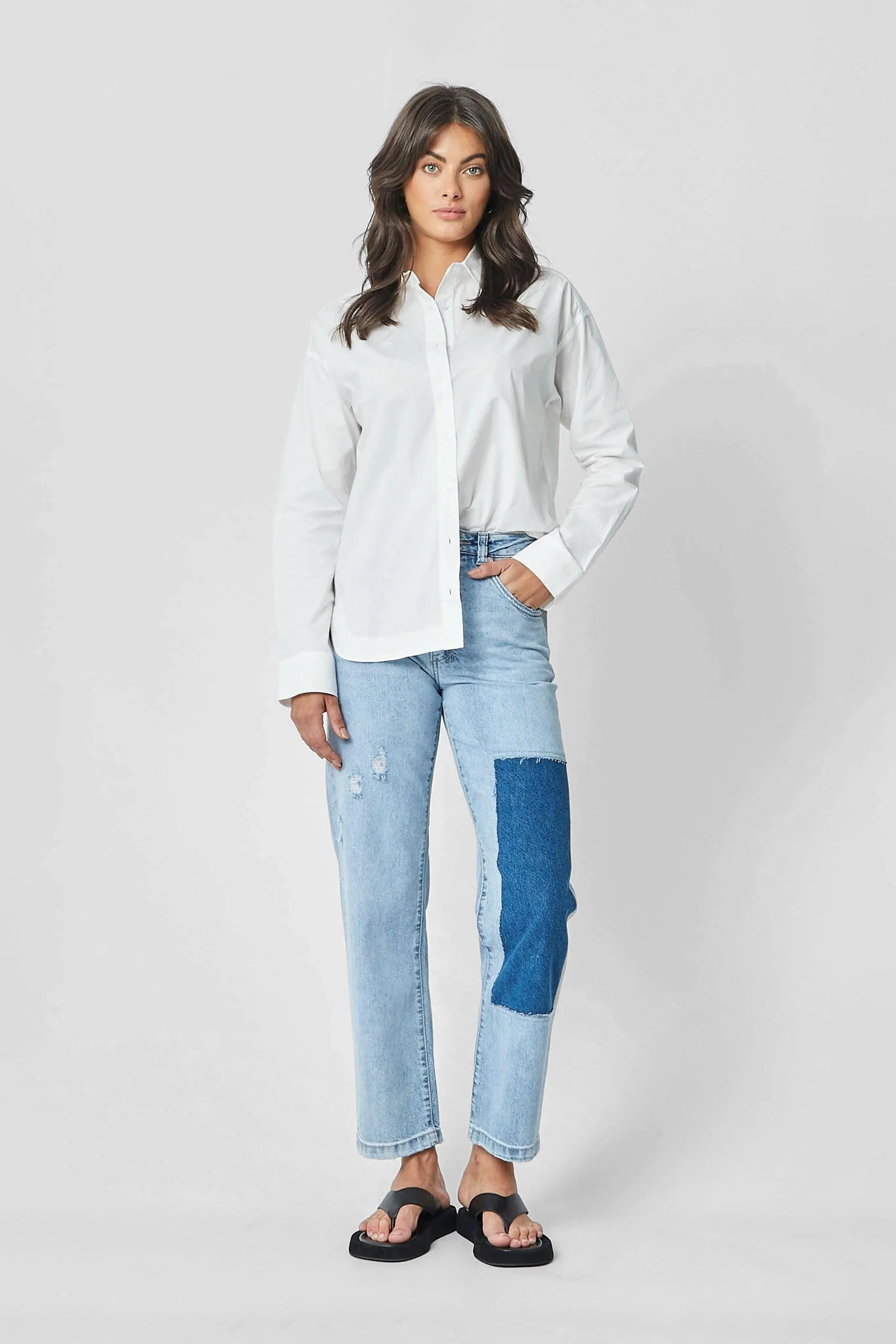 Evie Patchwork Wide Leg Jeans