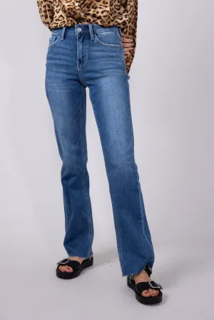 Flying Monkey High Rise Straight Clean Jeans for Women | F6029