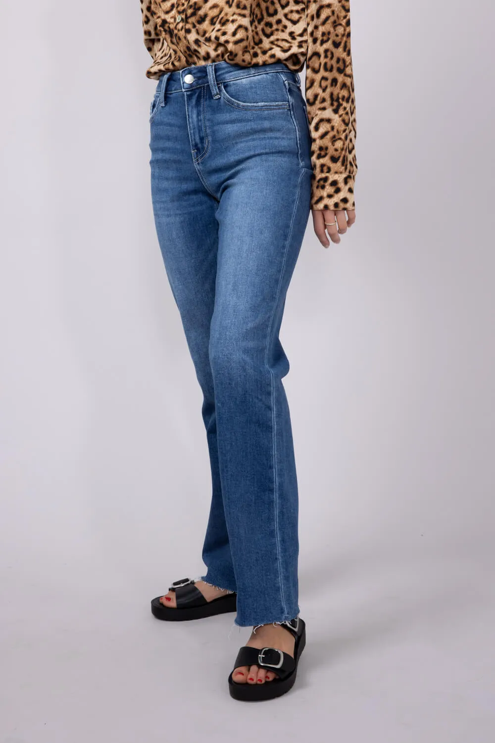 Flying Monkey High Rise Straight Clean Jeans for Women | F6029