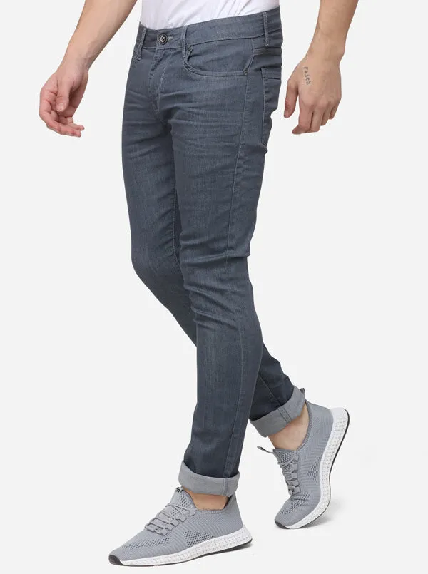 Grey Narrow Fit Solid Jeans | Greenfibre